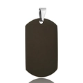 Detail of matte black stainless steel military dog tag pendant with silver metal bail - Black 49*28 (Pointed)