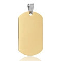 Polished gold stainless steel dog tag pendant with silver bail on white background - Gold 49*28 (Pointed)