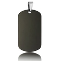 Matte black stainless steel dog tag pendant with silver polished bail on white background - Black 50*28 (Rounded)