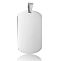 Minimalist silver rectangular stainless steel dog tag pendant with mirror finish - Silver 50*28 (Rounded)