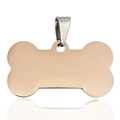Polished rose gold bone-shaped stainless steel pet ID tag with silver ring attachment - Small Bone / Rose Gold