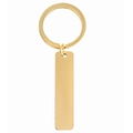 Close-up of a polished gold stainless steel rectangular tag keychain with mirror finish - Bar with Key Ring / 50*12*1.8mm / Bright Gold