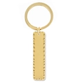 Close-up of golden stainless steel keychain featuring a hammered texture rectangle tag - Hammered Texture Bar with Key Ring / 50*12*1.8mm / Bright Gold