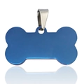 Targhetta identificativa blu a forma di osso in acciaio inox per animali - Osso Piccolo / Blu