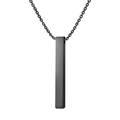 Minimalist matte black stainless steel bar pendant necklace with sleek rectangular pillar - Black (With 1.5mm Chain)