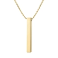 Polished gold vertical cuboid pendant necklace detail showing a high-gloss mirror finish - Gold (With 1.5mm Chain)