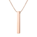 Polished rose gold vertical column bar pendant on a minimalist stainless steel link chain - Rose Gold (With 1.5mm Chain)