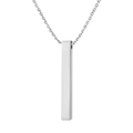 Detailed macro view of polished stainless steel rectangular pillar pendant with cross chain - Silver (With 1.5mm Chain)