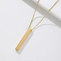 Polished gold rectangular vertical pillar pendant necklace with elegant link chain - Gold (With 2mm Chain)