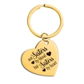 Goldener Herzanhänger Schlüsselanhänger mit 'Sisters by heart' Gravur für Frauen - Gold Schlüsselanhänger (TX0064)