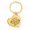 Goldener Herz-Schlüsselanhänger mit Gravur-Spruch als Geschenk für die beste Schwester - Gold Schlüsselanhänger (TX0065)