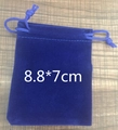Dark blue velvet drawstring gift bag for jewelry with size 8.8x7cm dimensions - Velvet Bag Blue