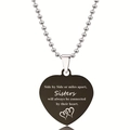 Minimalistische zwarte hart hanger ketting met gegraveerde tekst en metalen bolletjesketting - Zusterschap Dubbel Hart Stijl (X00003) / Zwart