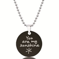 Zwarte ronde roestvrijstalen ketting met You Are My Sunshine gravure en zilveren bolletjes - Zon en Zonneschijn Stijl (Y00008) / Zwart