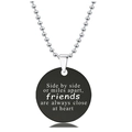 Roestvrijstalen kogelketting met zwarte ronde hanger en gegraveerde vriendschapstekst - Vriendschap Sentiment Art Font Stijl (Y00014) / Zwart