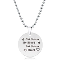Detail van zilveren ronde hanger met Not Sisters By Blood But Sisters By Heart tekst - Zussen in het Hart Citaat Stijl (Y00002) / Zilver