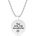 Gepolijste roestvrijstalen zonnehanger ketting met You are my sunshine gravure - Zonneschijn Citaat Stijl (Y00008) / Zilver