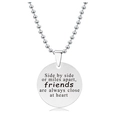 Gepolijste roestvrijstalen ketting met ronde hanger en vriendschap gravure op wit - Vriendschap Voor Altijd Citaat Stijl (Y00014) / Zilver