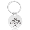 Polierter Edelstahl Schlüsselanhänger mit Gravur 'You are my sunshine' und Sonnendesign - Silber (Y00008)