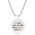 Detail van de ronde hanger met gravure I love you to the moon and back - Liefde tot de Maan Citaat Stijl (Y00017) / Zilver