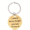 Porte-clés en acier doré avec gravure I used to be his Angel now he is mine et pendentif - Citation Était Son Ange (Y00016)