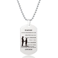 Roestvrijstalen dogtag ketting met moeder en zoon silhouet en lasergravure erop - Hand in Hand Moeder en Zoon Silhouet Stijl (W00005)