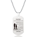 Detail van roestvrijstalen dogtag ketting met gravure en vader en zoon silhouet cadeau - Vader en Zoon Inspirerende Citaten Stijl (W00006)
