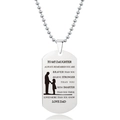 Detail van roestvrijstalen dogtag ketting met gegraveerd vader en dochter silhouet tekst - Vader en Dochter Emotionele Citaten Stijl (W00007)
