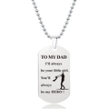 Detail van de zilveren militaire hanger ketting met gravure voor vader en kogelketting - Aan Mijn Papa Klein Meisje Stijl (W00013)