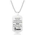 Roestvrijstalen dogtag ketting met gegraveerde inspirerende tekst en kralenketting - Zussen Inspirerende Citaten (W00042)