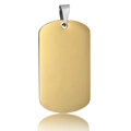Rectangle gold plated stainless steel military dog tag pendant with smooth finish - Gold 50*28 (Rounded)