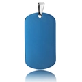 Minimalist matte blue stainless steel military dog tag pendant with silver metal bail - Blue 50*28 (Rounded)