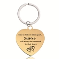 Detailed macro view of gold heart keychain with sentimental sisters quote and mirror reflection - Gold Heart Keychain (X00003)