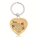 Golden heart keychain in brushed stainless steel with mother's day quote engraving - Gold Heart Keychain (X00004)