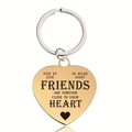 Close-up of gold heart keychain with Side by Side or Miles Apart friendship engraving - Gold Heart Keychain (X00005)