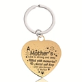 Golden heart keychain with engraved floral poem for mother on white background - Gold Heart Keychain (X00006)
