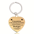 Detail of gold heart keychain with funny friendship quote and polished metal finish - Gold Heart Keychain (X00007)