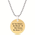 Gouden roestvrijstalen ketting met gegraveerde zusterhanger aan een kralenketting - Not Sisters By Blood But Sisters By Heart Quote (Y00002) / Goud