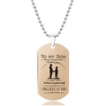 Collar de placa de oro rosa para hijo con silueta grabada y mensaje inspirador - Silueta Madre Hijo Grabada(W00009)