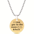 Detail van de gouden ketting met gravure I Love You to the moon and back - I Love You To The Moon And Back Hart Quote (Y00017)