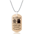 Detalle de colgante de placa en oro rosa con grabado romántico y cadena de bolas - Estilo Confesión Para Novio(W00025)