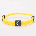 Adjustable yellow woven Milan rope bracelet with a black square block featuring letter C - Letter C / Yellow