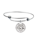 Detail shot of silver adjustable stainless steel bracelet with engraved gift pendant - To My Son Quote (Y00020)