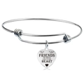 Verstellbares Armband aus Edelstahl mit Herzanhänger und Freundschaftsgravur - Ewige Freunde Stil (X00005)