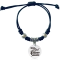 Detail of woven bracelet with engraved silver pendant featuring inspirational quote - Religious Faith Style (Y00009)