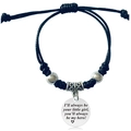 Detail of woven bracelet with engraved charm I will always be your little girl message - Father and Daughter Hero Style (Y00019)