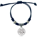 Detail of woven rope bracelet with engraved To My Son metal charm and silver beads - To My Son Style (Y00020)