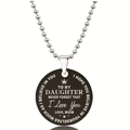 Zwarte roestvrijstalen hanger met gegraveerde citaten van moeder naar dochter en een bolletjesketting - Kroon Ster voor Dochter Stijl (Y00021) / Zwart