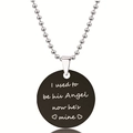 Gedenkketing met zwarte ronde hanger 'I used to be his Angel' gravure en zilveren ball chain - Engel Herdenkingsstijl (Y00016) / Zwart