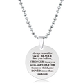 Gepolijste zilveren roestvrijstalen ketting met ronde gegraveerde hanger en balketting - Inspirerende Vette Citaat Stijl (Y00011) / Zilver